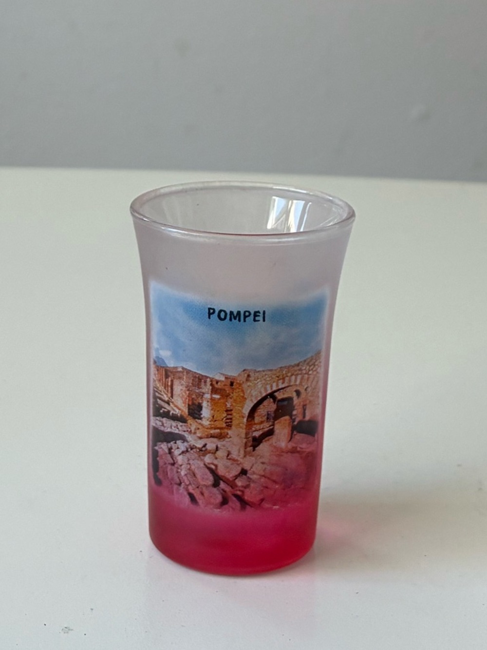 Pompei Italy vintage Souvenir Frosted Shot Glass - Pink Gradient